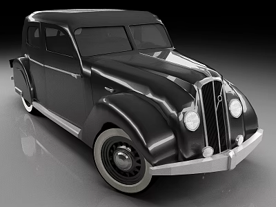Vintage Black Classic Car Featuring Curved Body Lines And Chrome Accents 3d model
