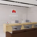Modern Digital Store with HUAWEI Products Display Shelves Displayed Electronics and Modern Interior