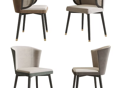 Modern Leisure Chairs With Beige Upholstery Black Legs And Woven Backrest For Living Room 3d model