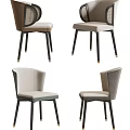 Modern Leisure Chairs With Beige Upholstery Black Legs And Woven Backrest For Living Room