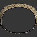 Elegant Golden Headband With Intricate Patterns And Red Gemstones For Daily Use