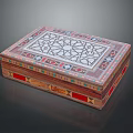 Handcrafted Decorative Wooden Storage Box With Intricate Geometric Pattern And Colorful Inlays
