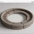 Modern Unique-shaped Sofa With Circular Ring Design And Light Beige Fabric Upholstery 3d model