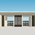 Modern Entrance Gate With Glass Doors And Stone Wall Portico Design