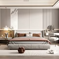 Modern Bedroom Interior With Upholstered Headboard Area Rug And Dressing Table 3d model