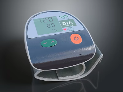 Medical Device Wrist Electronic Blood Pressure Monitor With Digital Display And Button Controls 3d model