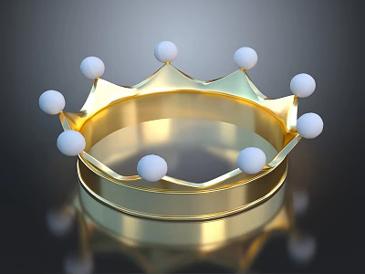 Luxury Gold Crown Jewelry With Shiny White Beads And Elegant Design 3d model