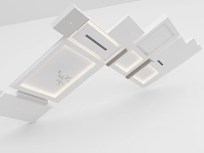 Modern Minimalist White Ceiling Design Featuring Recessed Lighting And Geometric Details 3d model