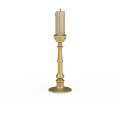 Golden Decorative Candlestick Featuring Cylindrical Candle Round Base And Ornate Column Design