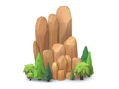 Modern Cartoon Scene Cartoon Rock 3d model