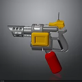 Plastic Toy Gun Structure With Silver Body Yellow Components And Red Grip