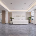 Modern Bright Corporate Reception Area With Marble Front Desk And Elegant Indoor Decorations