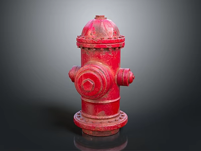 Red Fire Hydrant With Classic Design On Dark Reflective Surface 3d model
