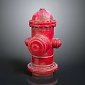 Red Fire Hydrant With Classic Design On Dark Reflective Surface
