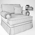 Gray Fabric Single Sofa With White Chevron Pattern Pillow And Comfortable Design 3d model