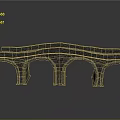 Stone Arch Bridge 3D Model with Three Brick Arches Curved Design on Gray Background 3d model