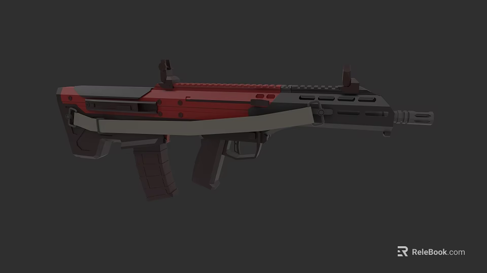 Modern Tactical Rifle With Red And Black Color Design And Ergonomic Features 3d model 