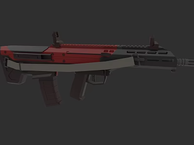 Modern Tactical Rifle With Red And Black Color Design And Ergonomic Features 3d model