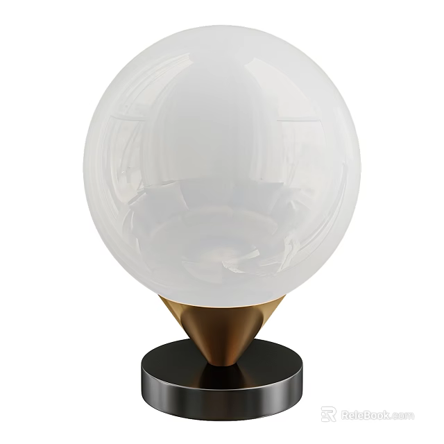 Modern Table Lamp With White Spherical Lampshade And Gold Accent Base For Home Decor 3d model 