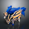 Fantasy Mythical Blocky Creature With Blue Wings Yellow Mane And Intricate Design