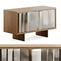 Sleek Modern Console Cabinet And Sideboard With Wooden Frame And Mirrored Panels Design