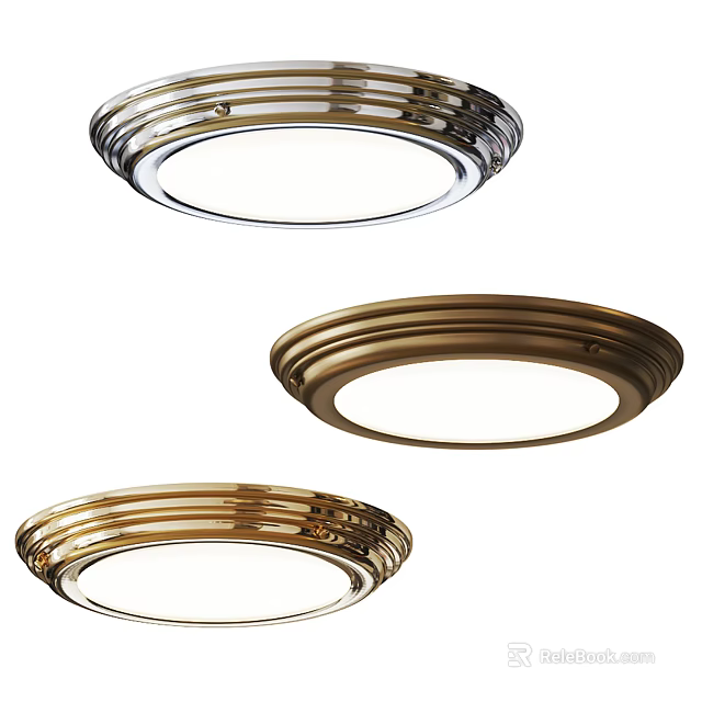 Modern Round Metal Ceiling Lights With Silver And Gold Finish Design 3d model