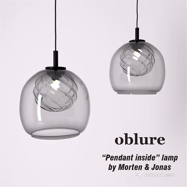 Oblure Pendant Inside Lamp Transparent Glass Spherical With Spiral Inside Design 3d model 