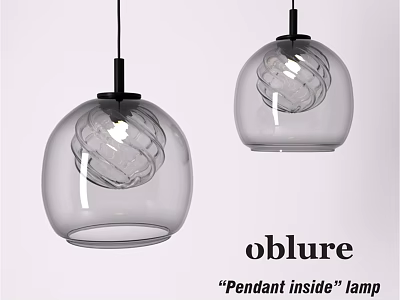 Oblure Pendant Inside Lamp Transparent Glass Spherical With Spiral Inside Design 3d model