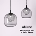 Oblure Pendant Inside Lamp Transparent Glass Spherical With Spiral Inside Design