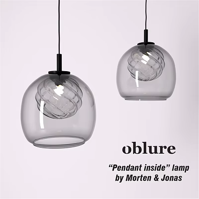 Oblure Pendant Inside Lamp Transparent Glass Spherical With Spiral Inside Design 3d model