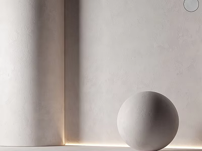 Minimalist Textured Background Wall With Neutral Tones Soft Lighting And Spherical Decor 3d model