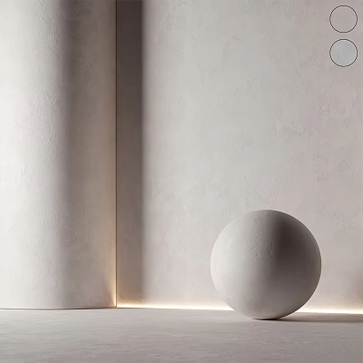 Minimalist Textured Background Wall With Neutral Tones Soft Lighting And Spherical Decor 3d model