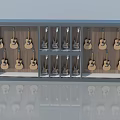 Modern Swing Door Display Cabinet with Multiple Guitar Models Inside 3d model