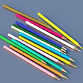 Colorful Drawing Pencils Scattered with Open and Closed Transparent Cases on Blue Background
