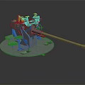 Detailed Military Naval Artillery Gun With Mounted Base And Mechanical Components