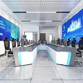 Modern Control Room With Multiple Large Screens Data Displays Control Consoles And Ergonomic Chairs 3d model