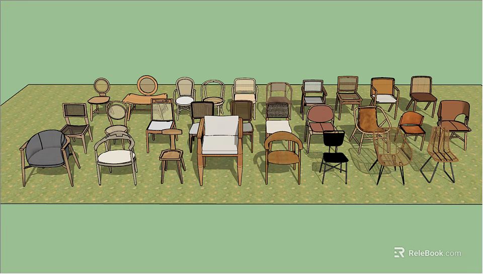 Stylish Dining Chairs In Various Colors Styles And Designs On 3d model 