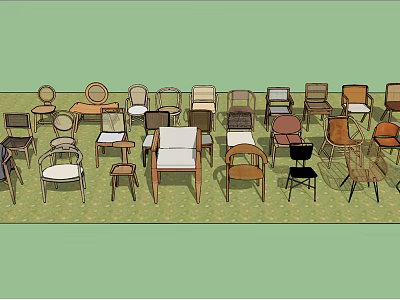 Stylish Dining Chairs In Various Colors Styles And Designs On 3d model
