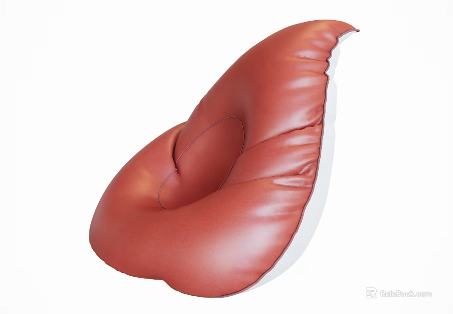 Red Leather Bean Bag Chair with Unique Shape and Comfortable Seating for Modern Living Room 3d model 