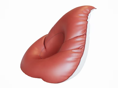Red Leather Bean Bag Chair with Unique Shape and Comfortable Seating for Modern Living Room 3d model