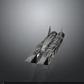 Detailed Futuristic Spaceship Model With Aerodynamic Design Metallic Structure And Thruster Components