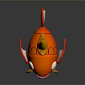 Cartoon Orange Fish With Yellow Crown Open Mouth White Eyes Red White Fins Yellow Whiskers