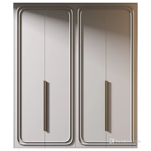 Modern Sleek Cabinet Doors With Metal Handles And Smooth Surface Design 3d model 