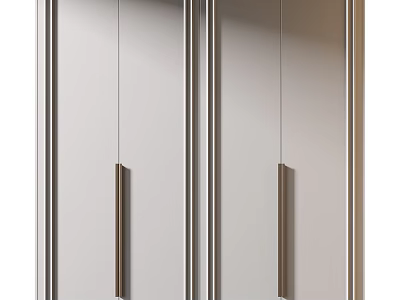 Modern Sleek Cabinet Doors With Metal Handles And Smooth Surface Design 3d model