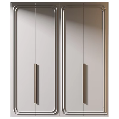 Modern Sleek Cabinet Doors With Metal Handles And Smooth Surface Design 3d model