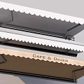 Scalloped Edge Awnings for Cafe Diner Outdoor Use in White and Brown Design
