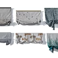 Advanced gray imported art pattern Roman curtain combination 3d model