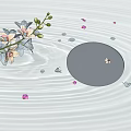 Garden Ornament With Ripples Light Pink Orchid Pink Petals And Circular Transparent Object