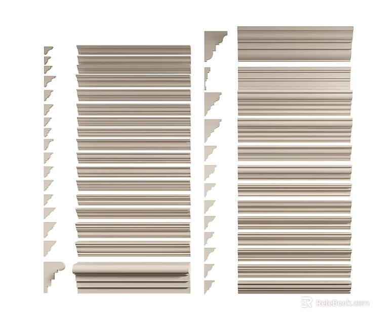 Decorative Gypsum Coving Collection With Various Designs Styles And Interior Profiles 3d model