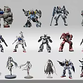 Collectible Robotic Models And Humanoid Figures With Diverse Toy Designs 3d model